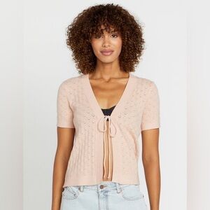 NWT - Volcom Cruz Cruise Womens Tie Front Sweater in Light Pink - Various Sizes